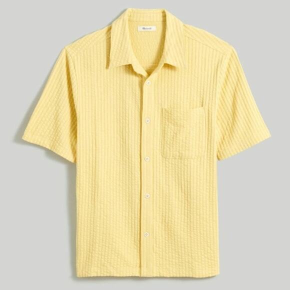 NWT Madewell Textured Easy Short Sleeve Seersucker Camp Shirt XL Butter Yellow - Picture 4 of 14